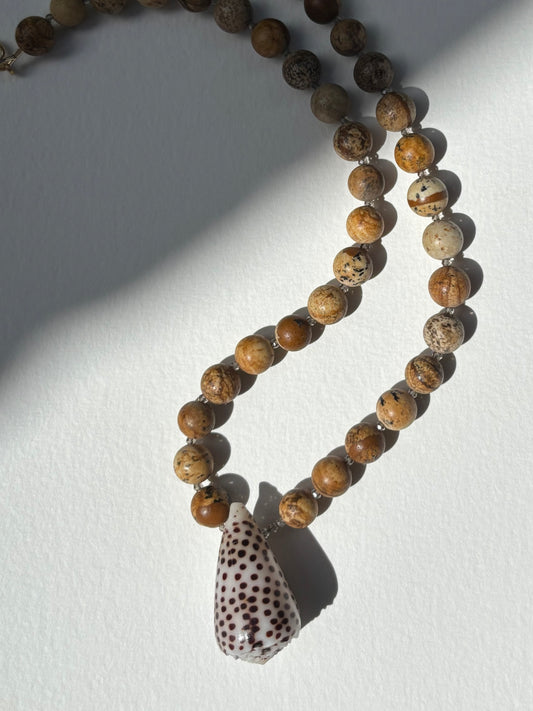 Leopard cone with jasper and smoky quartz