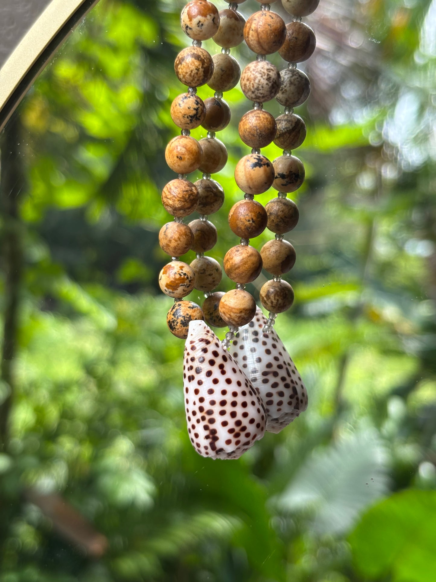 Leopard cone with jasper and smoky quartz