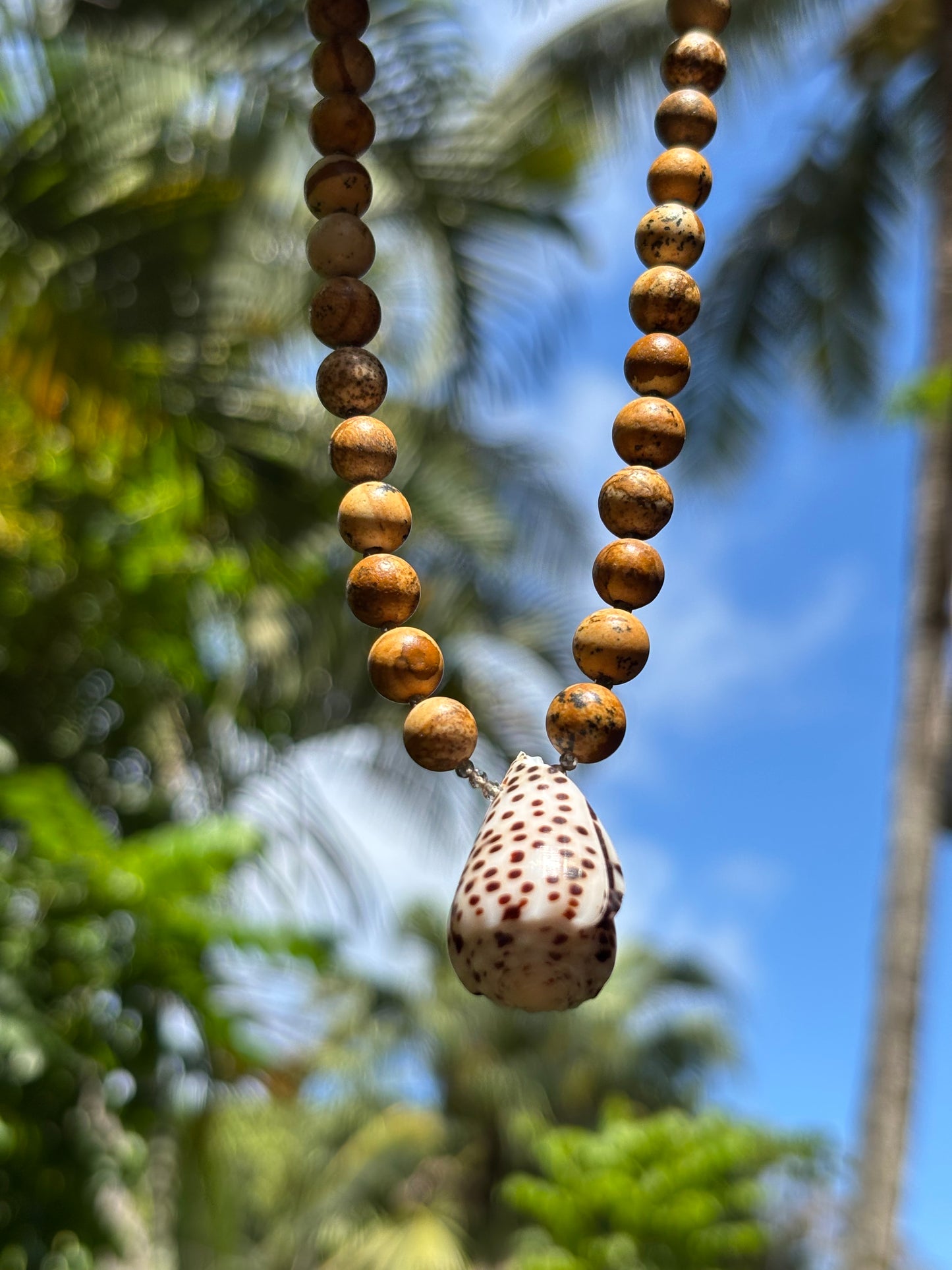Leopard cone with jasper and smoky quartz