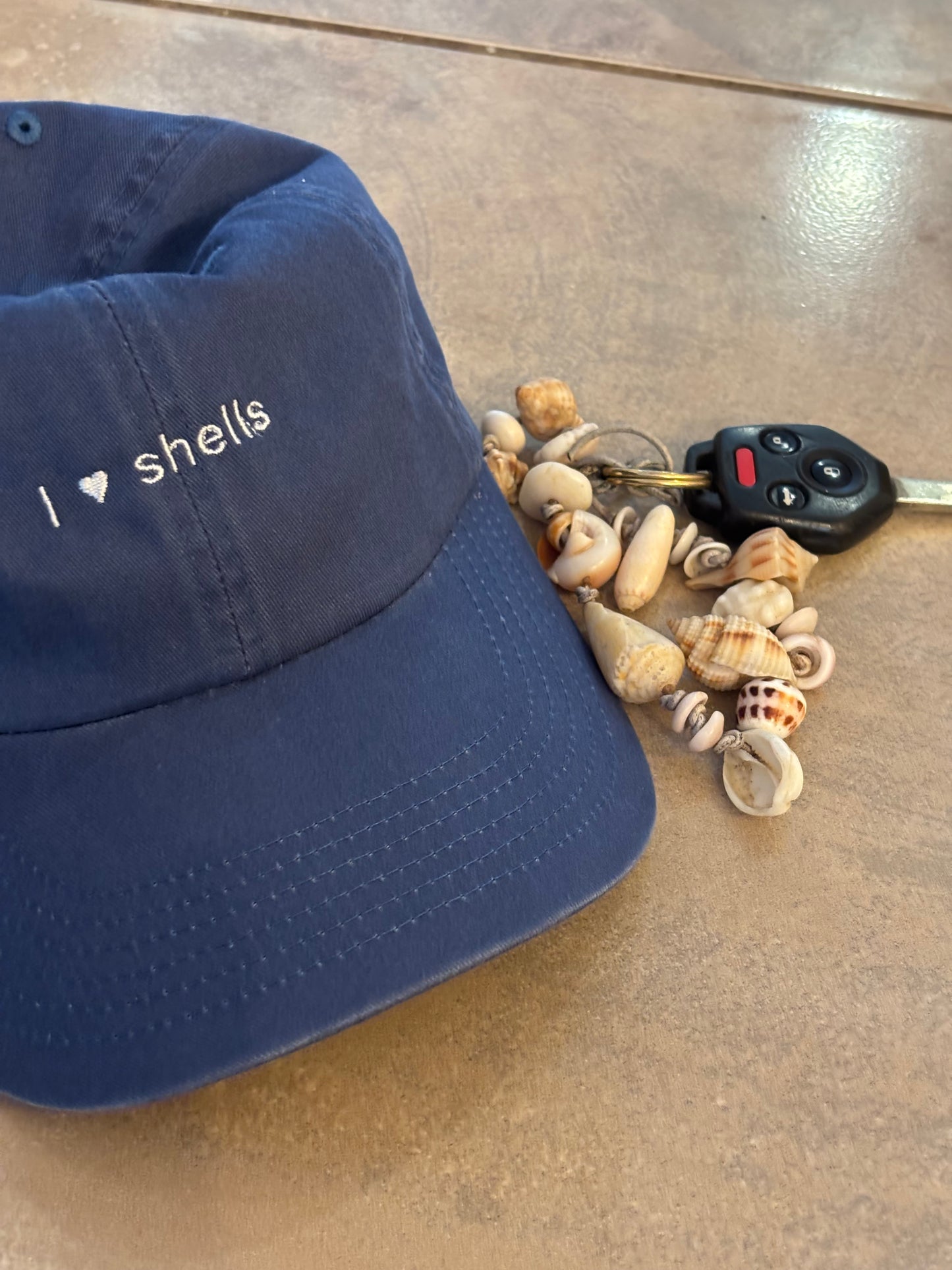 Shell wristlet leather keychain