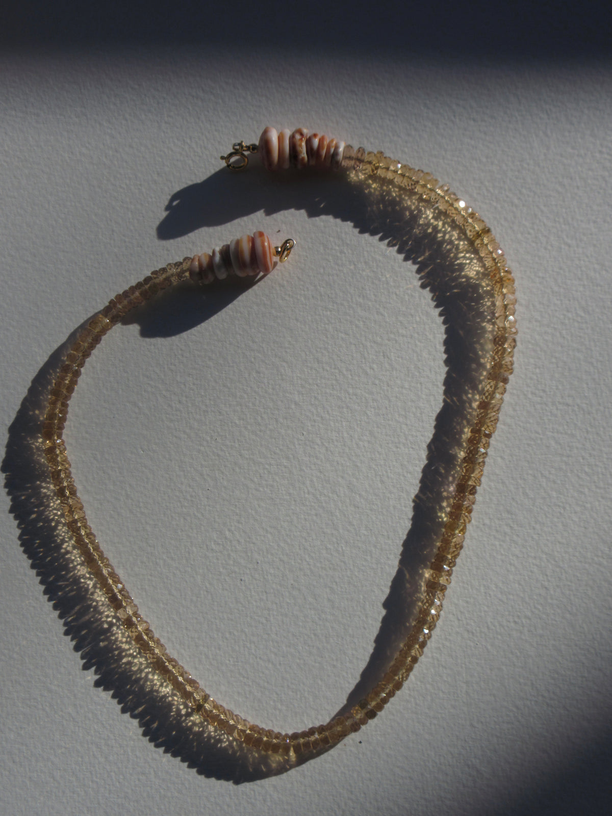 Whiskey Quartz Puka Necklace