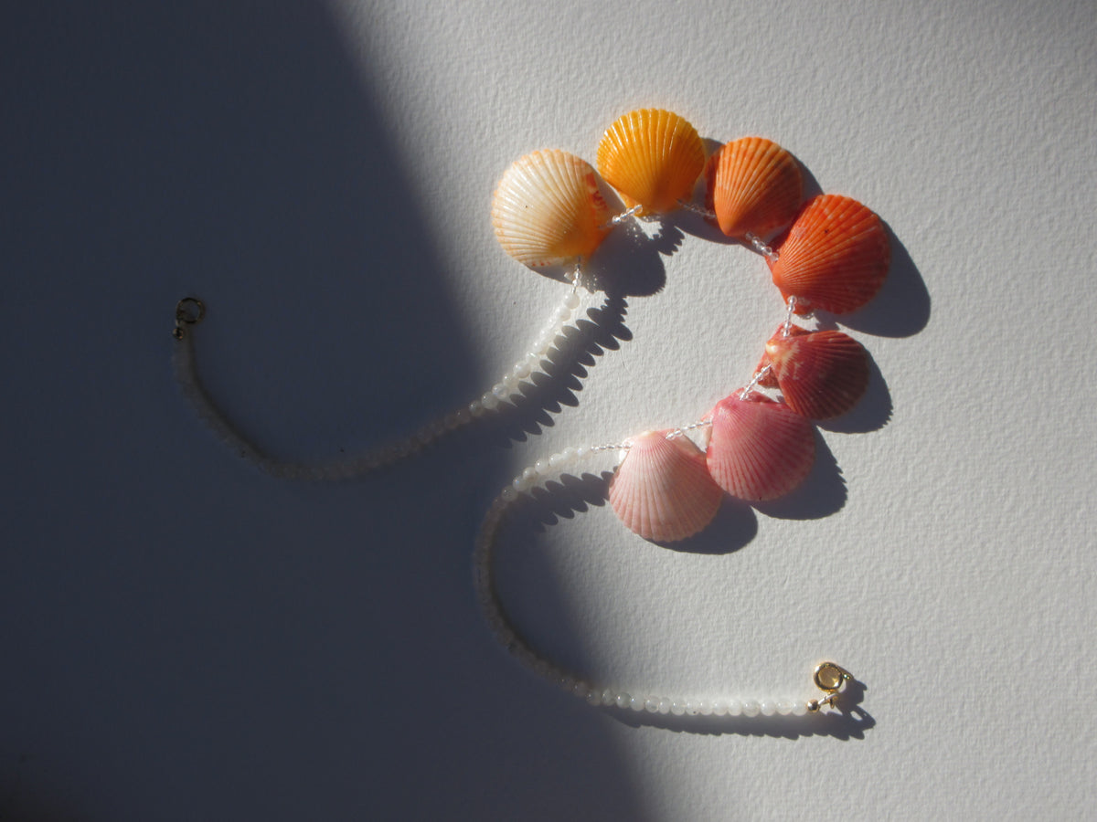 Rainbow Moon Scallop Necklace