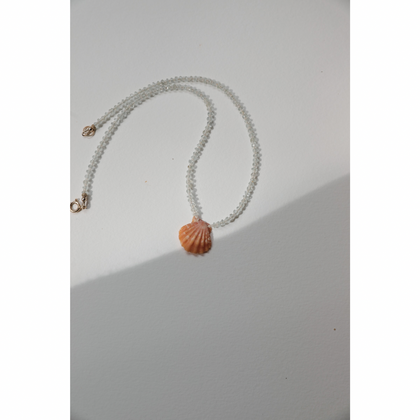 Rare Sunrise Shell Aquamarine Necklace