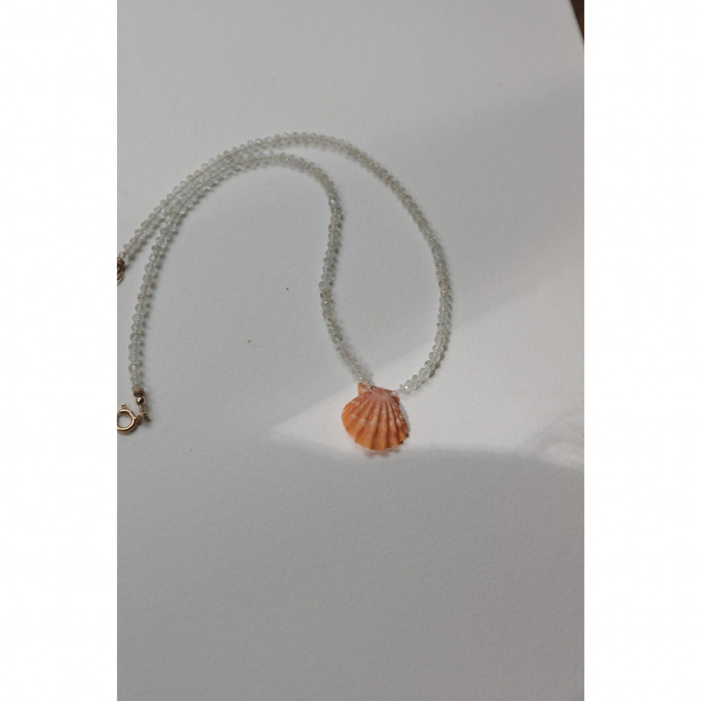 Rare Sunrise Shell Aquamarine Necklace